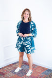 Conjunto Kimono Dora Oversized Estampado e Bermudinha em Crepinho